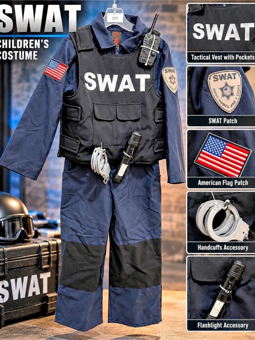 Kids SWAT Costume Size 5/6 NWT
